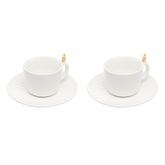 Jogo 2 Xícaras de Chá com Pires Colibri Cerâmica Branca 170ml - Ela Decora